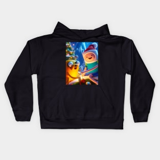 Epic Yuletide Adventures Unleashed: Adventure Time Christmas Art for Whimsical Holiday Designs! Kids Hoodie